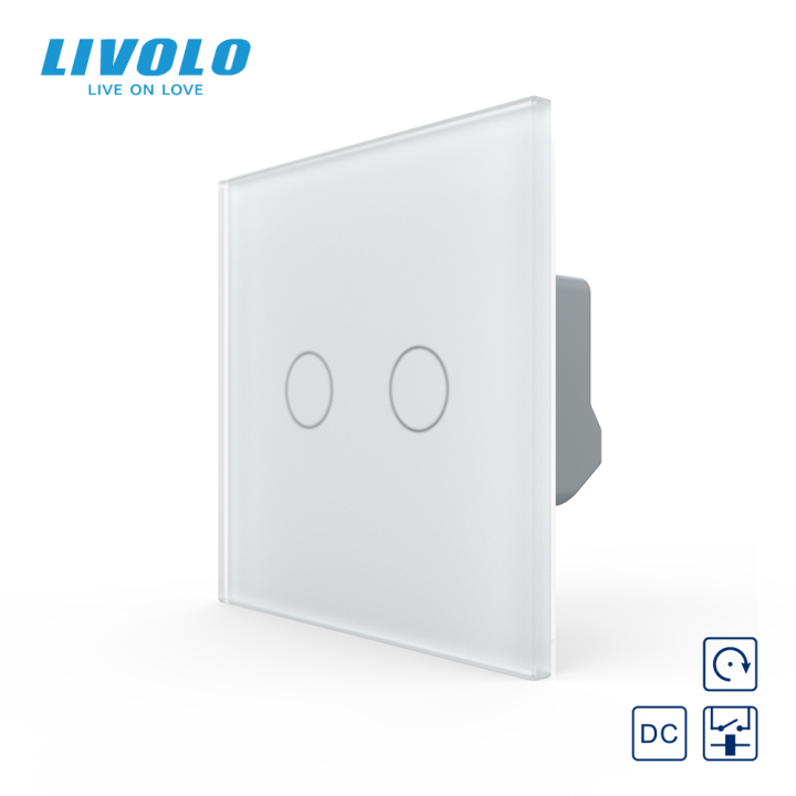 Сенсорна кнопка 2 сенсора 12/24В Livolo білий матовый скло · LIVOLO · VL-FC2HC-2WS06