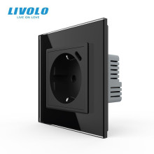 Електрична розетка з USB Type-C 18Вт для зарядки, з заземленням, LIVOLO, чорна, скляна рамка, 250В 16А (VL-C7CTF16A.UC18W-2BP) · LIVOLO · VL-C7CTF16A.UC18W-2BP