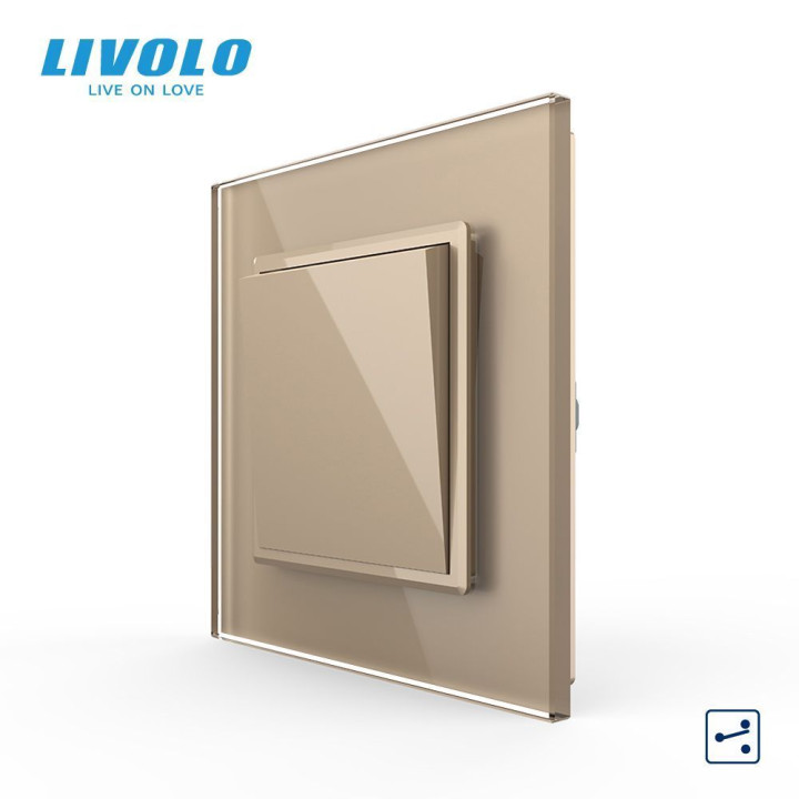 Одноклавішний прохідний вимикач Livolo золото скло (VL-С7FCMKS-2AP) · LIVOLO · VL-C7K1S-13