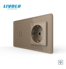 Сенсорний диммер 1 сенсор 1 розетка LIVOLO золото 2.5D скло