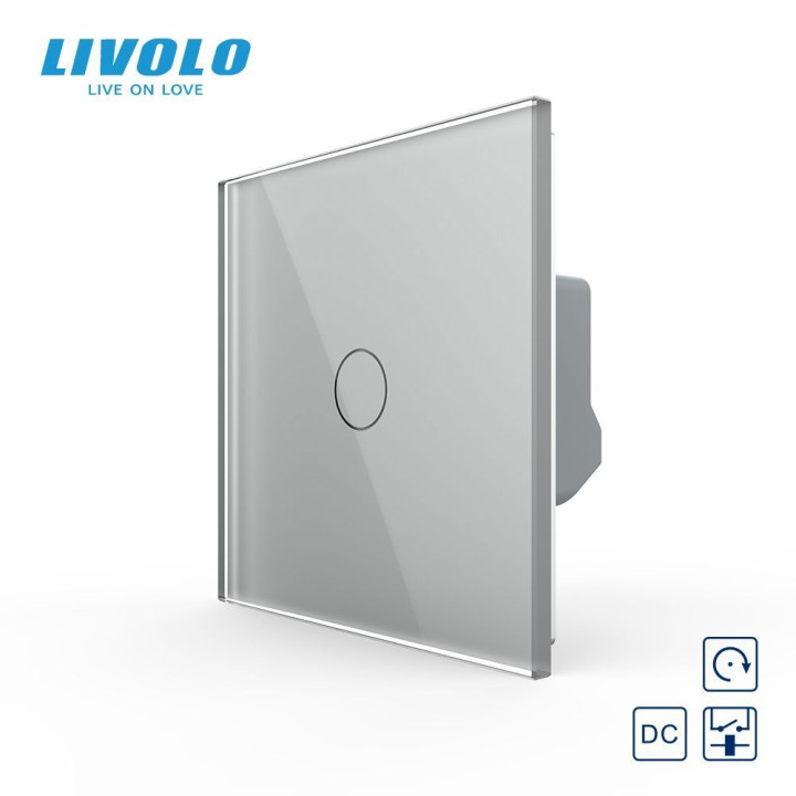 Сенсорна кнопка 1 сенсор 12/24V Livolo сірий скло (VL-C701CH-15) · LIVOLO · VL-FC1HC-2IP