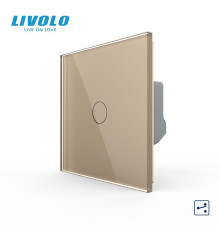 Сенсорний вимикач LIVOLO, золотий скляний, прохідний / перехресний, 5А 230В, без нейтралі (VL-C7FC1S-2AP)