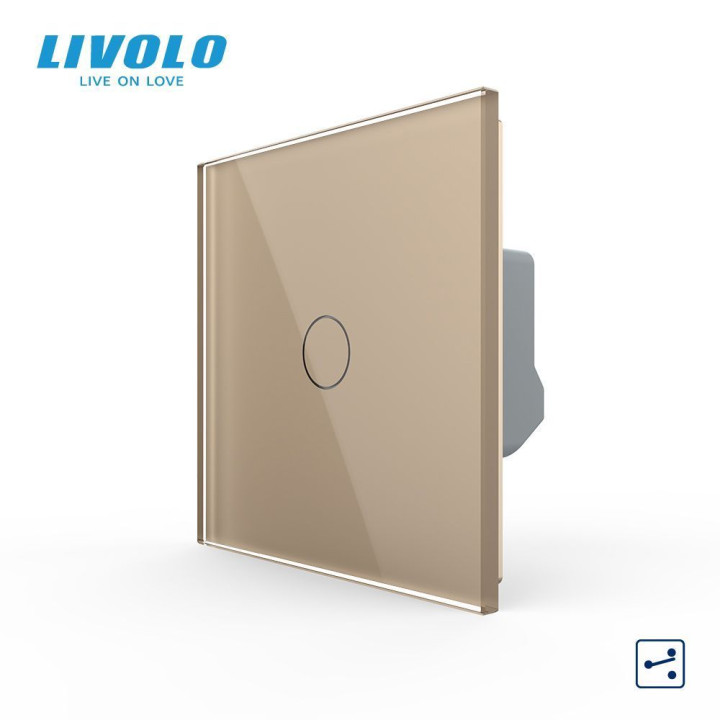Сенсорний вимикач LIVOLO, золотий скляний, прохідний / перехресний, 5А 230В, без нейтралі (VL-C7FC1S-2AP) · LIVOLO · VL-C7FC1S-2AP