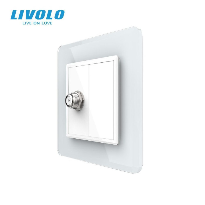 Розетка супутникова SAT LIVOLO біла 2.5D скло · LIVOLO · VL-C7FCSL/FCMB-2WS05