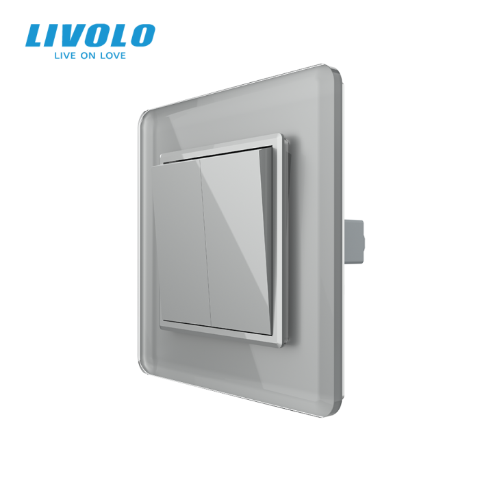 Двоклавішний прохідний вимикач LIVOLO сірий 2.5D скло · LIVOLO · VL-C7FC2MKS-2IS05