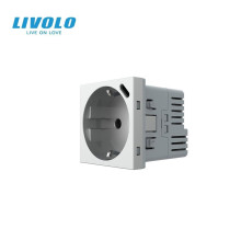 Електрична розетка LIVOLO з USB Type-C PD 18Вт, швидке заряджання iPhone, сіра, 16А 230В, із заземленням, шторки, модуль (VL-FCTF16A.UC18W-2IP)