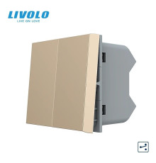 2-клавішний прохідний вимикач LIVOLO, золотий, модуль без рамки (VL-FCMKS-1AP)