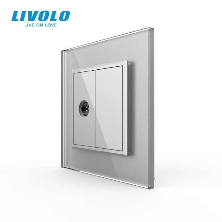 Розетка телевізійна Livolo сірий скло (VL-C791V-15) · LIVOLO · VL-C7FCTV/FCMB-2IP