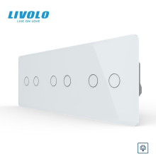 Сенсорний димер LIVOLO 6 сенсорів (2-2-2), білий 2.5D, скляна панель, 2A 230V