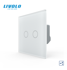 Сенсорний прохідний / перехресний вимикач LIVOLO, 2-сенсорний, білий матове скло, 5А 230В