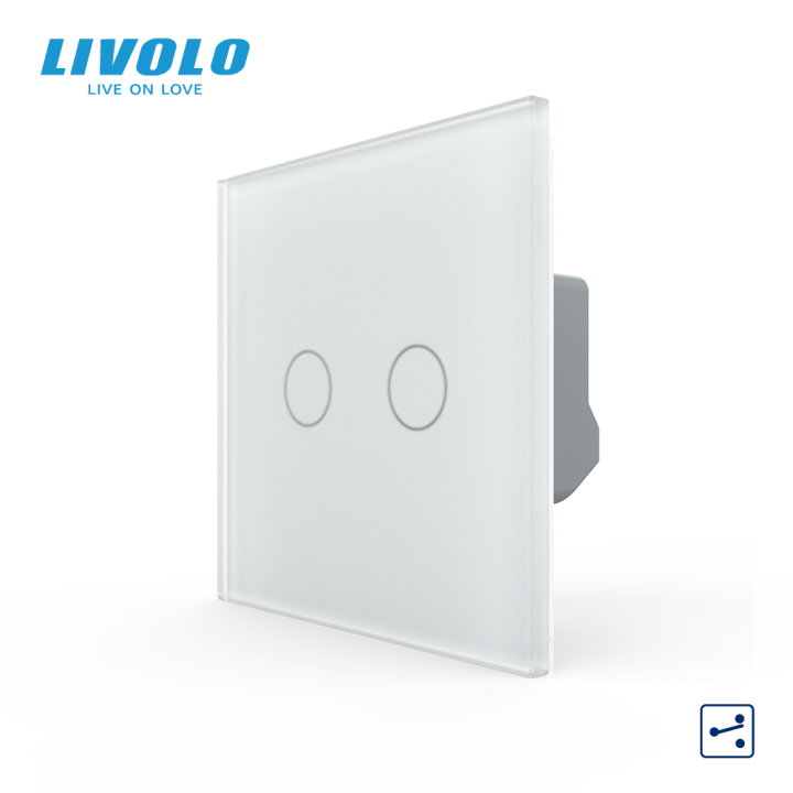 Сенсорний прохідний / перехресний вимикач LIVOLO, 2-сенсорний, білий матове скло, 5А 230В · LIVOLO · VL-C7FC2S-2WS06
