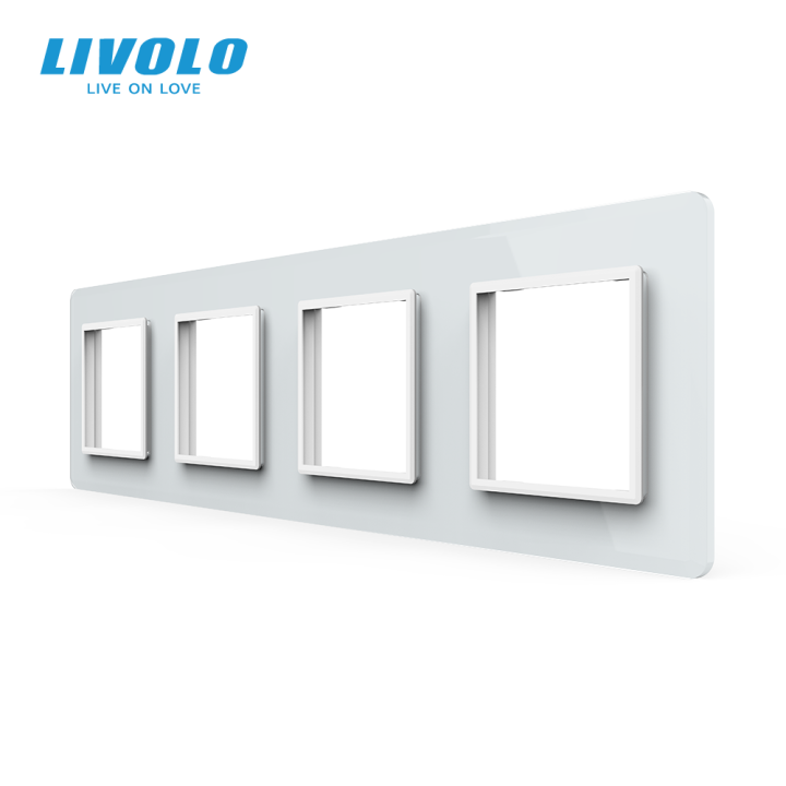 Рамка 4-постова LIVOLO, загартоване скло, біла 2.5D, 294×80 мм · LIVOLO · VL-P7E/E/E/E-8WS05