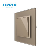 Кнопковий вимикач без фіксації Дзвінковий вимикач Імпульсний вимикач LIVOLO золотий матовий скло