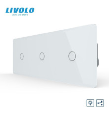 Сенсорний прохідний димер LIVOLO 3 сенсори (1-1-1), білий 2.5D, скло, 2A 230V