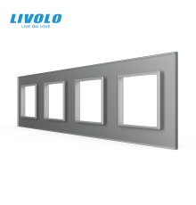 Рамка 4-постова LIVOLO, загартоване скло, сіра матова, 294×80 мм