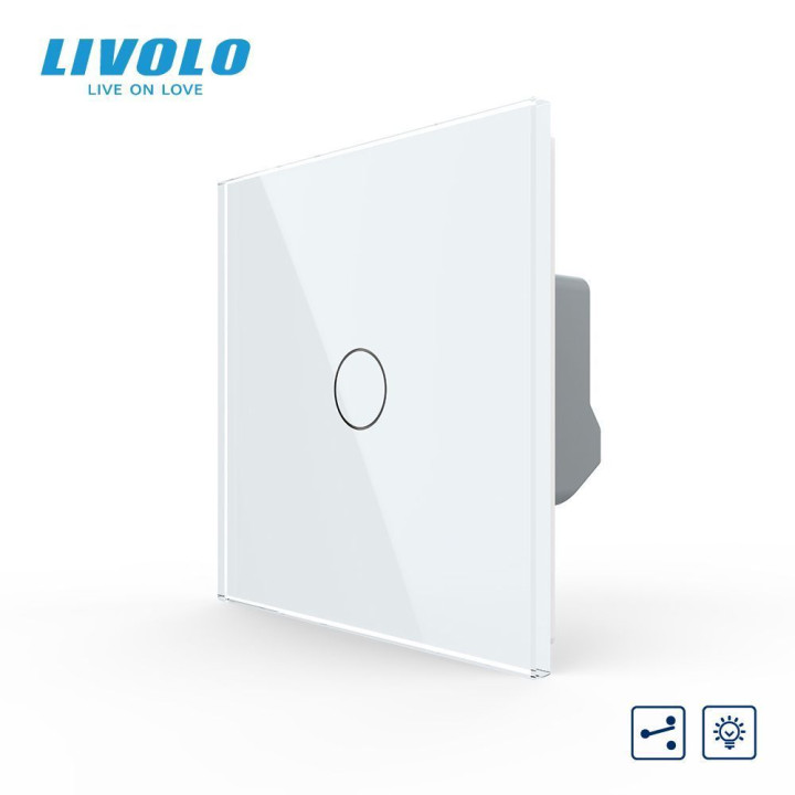 Сенсорний прохідний/перехресний диммер Livolo білий скло (VL-C7FC1SD1-2GWP) · LIVOLO · VL-C7FC1SD-2WP