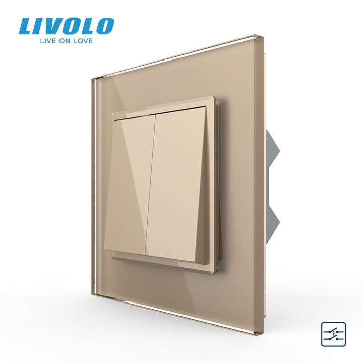 Двоклавішний перехресний вимикач Livolo золотий (VL-C7FCMM10A-1AP) · LIVOLO · VL-C7FCMM10A-1AP