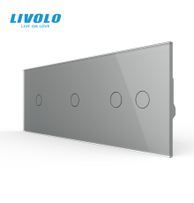 Сенсорний прохідний димер LIVOLO 4 сенсори (1-1-2), сірий, скло, 2A 230V