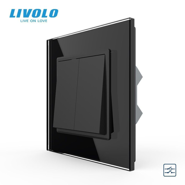 Двоклавішний перехресний вимикач Livolo чорний (VL-C7FCMM10A-1BP) · LIVOLO · VL-C7FCMM10A-1BP