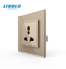Розетка універсальна 12 стандартів в 1 Livolo золото скло (VL-C7C1C-13)