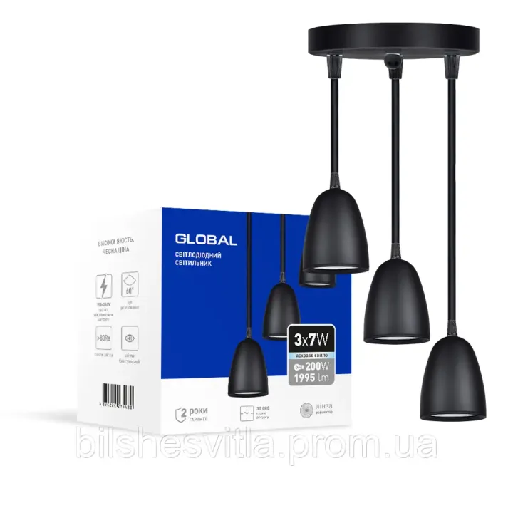 Світильник світлодіодний GPL-01C GLOBAL 21W 4100K чорний · GLOBAL · svitil-nik-svitlodiodnij-gpl-01c-global-21w-4100k-chornij