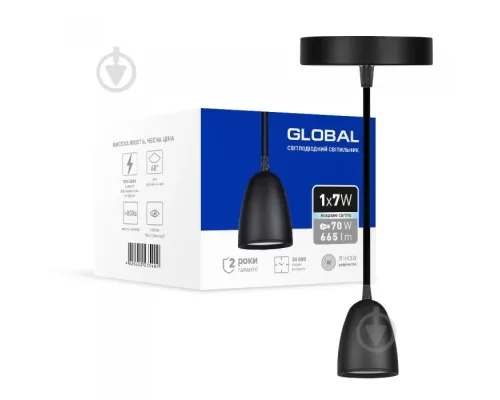 Світильник світлодіодний GPL-01C GLOBAL 7W 4100K чорний