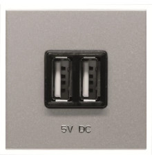 USB розетка ABB Zenit 2CLA228500N1301 N2285 PL (срібло)