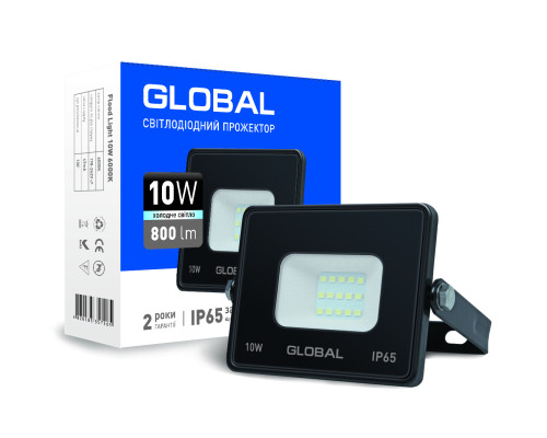 Прожектор Global 10W 6000К (гартоване скло, IP65)