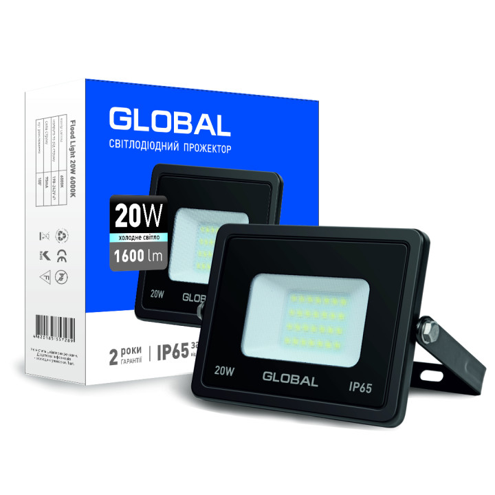 Прожектор Global 20W 6000К (гартоване скло, IP65) · GLOBAL · maxus-1-gbl-02-lfl-2060