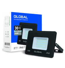 Прожектор Global 30W 6000К (гартоване скло, IP65)