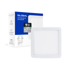 LED-світильник точковий врізний GLOBAL SP adjustable 9W, 4100K (квадрат)