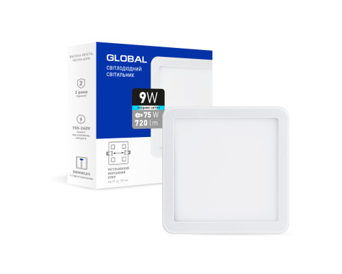 LED-світильник точковий врізний GLOBAL SP adjustable 9W, 4100K (квадрат)