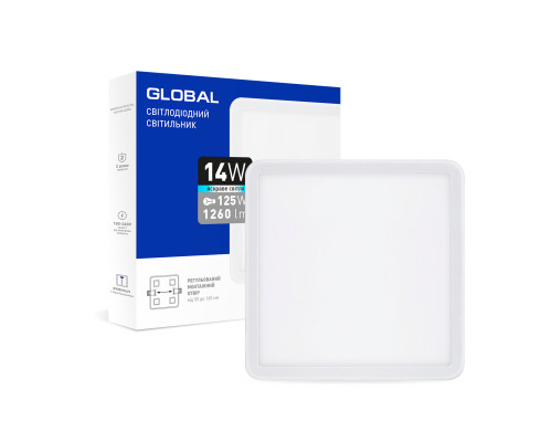 LED-світильник точковий врізний GLOBAL SP adjustable 14W, 4100K (квадрат)