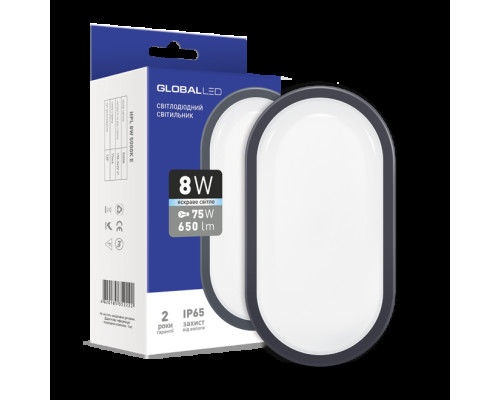Світильник накладний Global 8W 5000K C (серія ЖКГ; IP65)