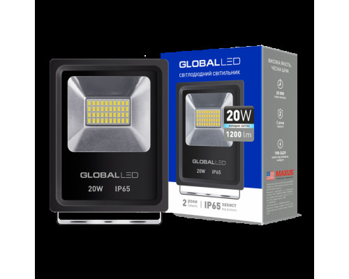 Прожектор Global FLOOD LIGHT 20W 5000K холодне світло (1-LFL-002)