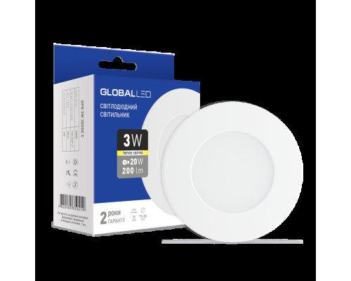 LED світильник точковий врізний Global SPN 3W тепле світло (1-SPN-001-С)