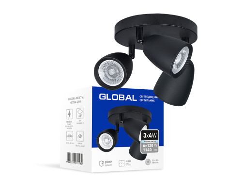 Світильник світлодіодний GSL-01C GLOBAL 12W 4100K чорний