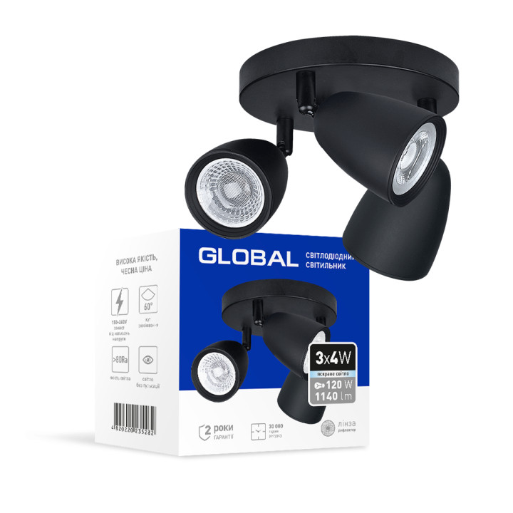Світильник світлодіодний GSL-01C GLOBAL 12W 4100K чорний · GLOBAL · svitil-nik-svitlodiodnij-gsl-01c-global-12w-4100k-chornij