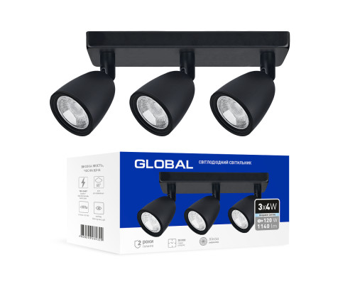 Світильник світлодіодний GSL-01S GLOBAL 12W 4100K чорний