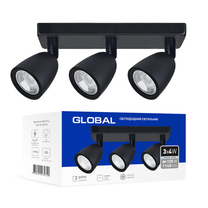 Світильник світлодіодний GSL-01S GLOBAL 12W 4100K чорний · GLOBAL · svitil-nik-svitlodiodnij-gsl-01s-global-12w-4100k-chornij