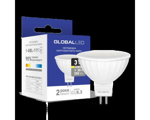 LED лампа Global MR16 3W тепле світло GU5.3 (1-GBL-111)