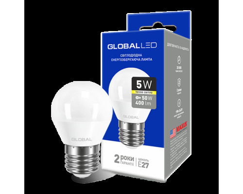 LED лампа Global G45 F 5W тепле світло E27 (1-GBL-141)