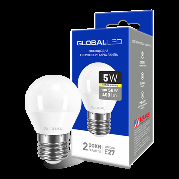 LED лампа Global G45 F 5W тепле світло E27 (1-GBL-141) · GLOBAL · led-lampa-global-g45-f-5w-teplyj-svet-e27-1-gbl-141
