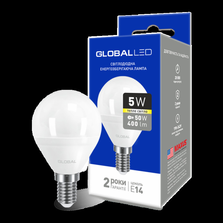 LED лампа Global G45 F 5W тепле світло E14 (1-GBL-143) · GLOBAL · led-lampa-global-g45-f-5w-teple-svitlo-e14-1-gbl-143