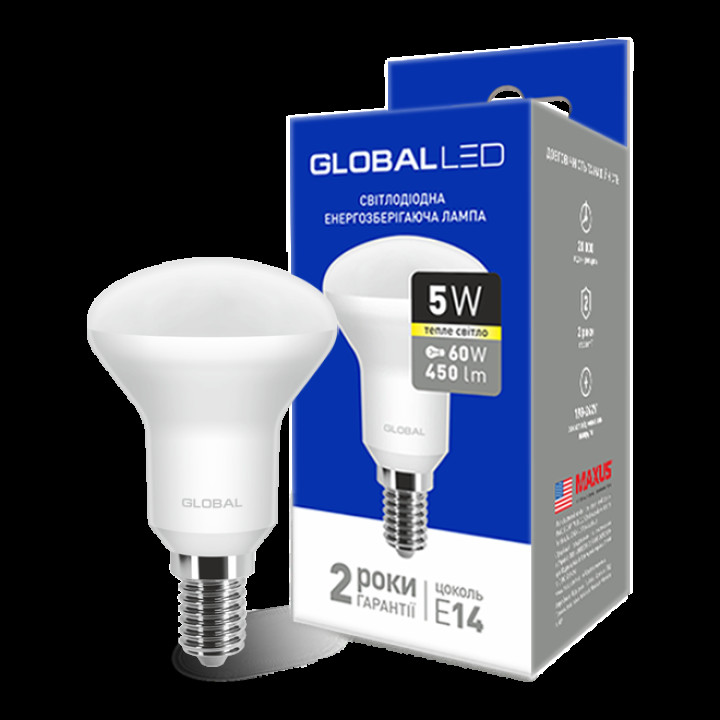 LED лампа Global R50 5W тепле світло 220V E14 (1-GBL-153) · GLOBAL · led-lampa-global-r50-5w-teplyj-svet-220v-e14-1-gbl-153