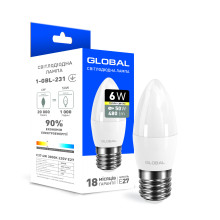 Світлодіодна лампа Global C37 CL-F 6W тепле світло E27 · GLOBAL · svitlodiodna-lampa-global-c37-cl-f-6w-teple-svitlo-e27