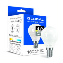 Світлодіодна лампа Global G45 F 6W тепле світло E14 · GLOBAL · svitlodiodna-lampa-global-g45-f-6w-teple-svitlo-e14