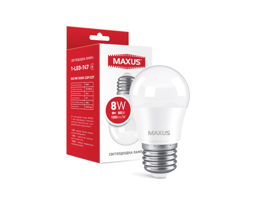 Лампа світлодіодна G45 8W 3000K 220V E27 1-LED-747