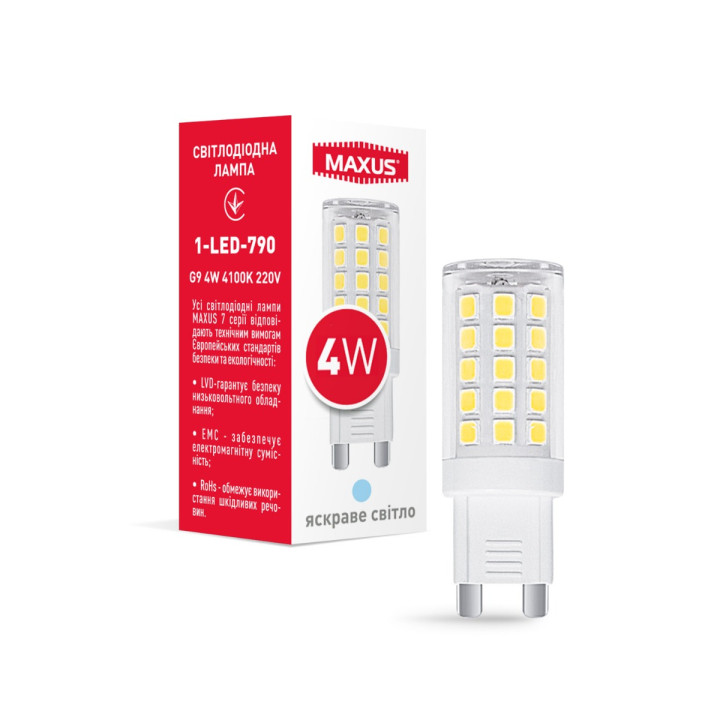 Лампа світлодіодна G9 4W 4100K 220V · MAXUS · lampa-svitlodiodna-g9-4w-4100k-220v-1-led-790