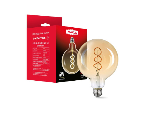 Лампа світлодіодна філаментна G125 FM 6W 2400K 220V E27 Golden Deco